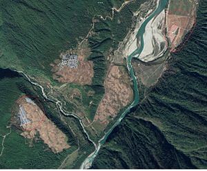 An annotated Google Earth image of the area opposite Kaho and across the LAC.