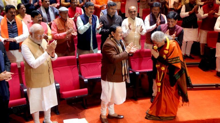 Sitharaman felicitated in Modi & Nadda’s presence – glimpses from BJP parliamentary party meet