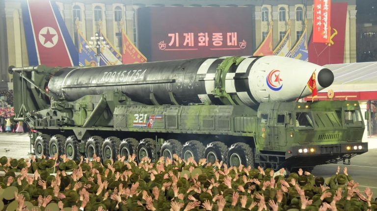 North Korea shows off largest-ever number of nuclear missiles at nighttime parade