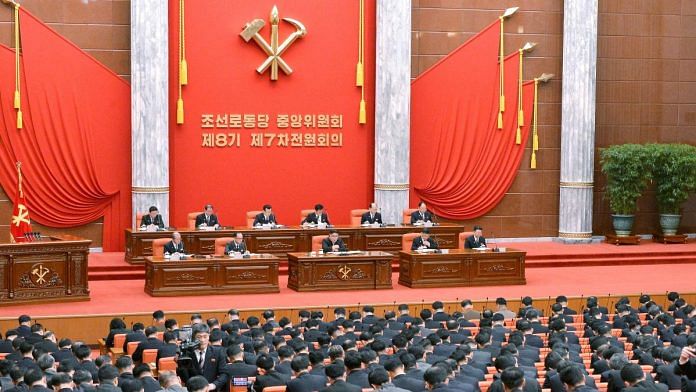 North Korean leader Kim Jong Un attends the 7th enlarged plenary meeting of the 8th Central Committee of the Workers' Party of Korea (WPK) in Pyongyang | KCNA via Reuters