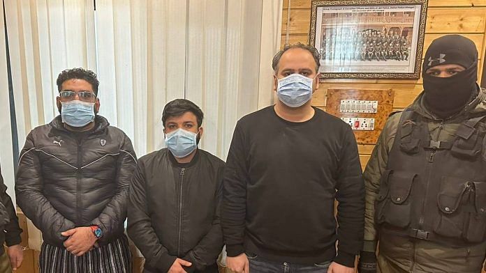 Suhail Khan (right) and two of his party colleagues arrested | Photo: Srinagar Police