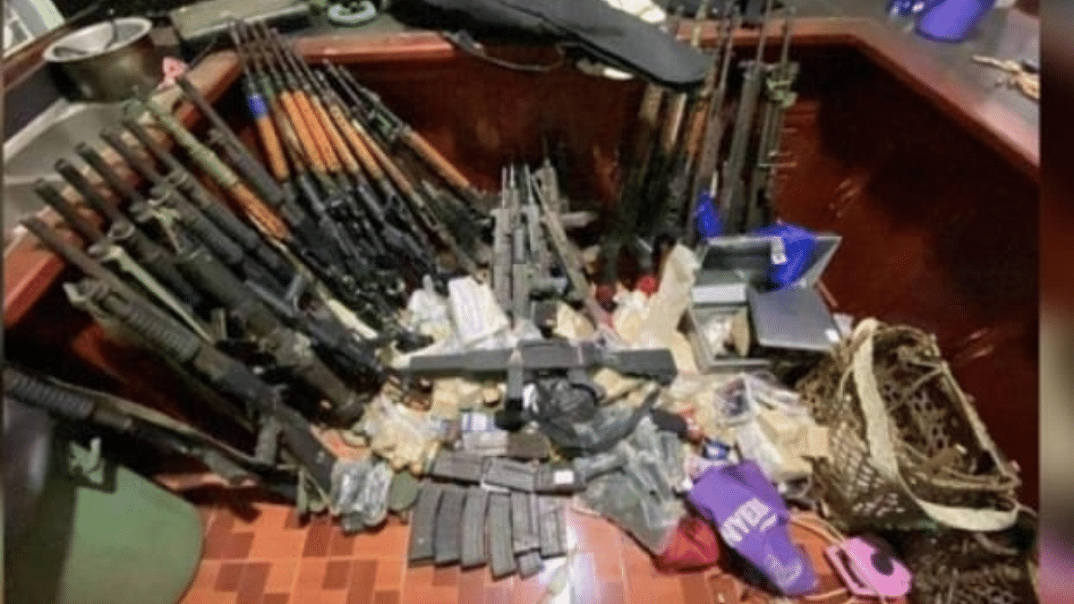 A cache of arms and ammunition at State Administration Council’s (SAC) police station which was occupied by CNA and CDF insurgents | ThePrint | By Special Arrangement