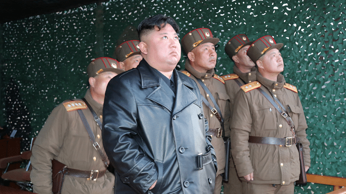 Kim Jong Un observes the firing of suspected missiles in this image released by North Korea's Korean Central News Agency (KCNA) on 22 March, 2020 | KCNA/via Reuters