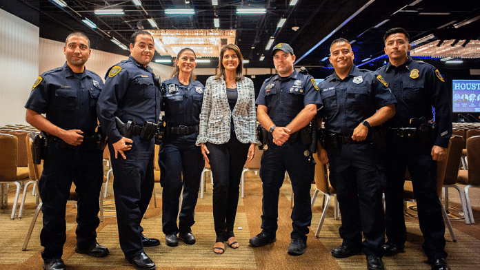 File photo of Republican leader Nikki Haley with officers of US law enforcement agencies | Twitter | @NikkiHaley