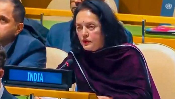 India’s Permanent Representative to the UN Ruchira Kamboj at the UNGA Emergency Special Session on Ukraine at the UN headquarters, in New York | PTI