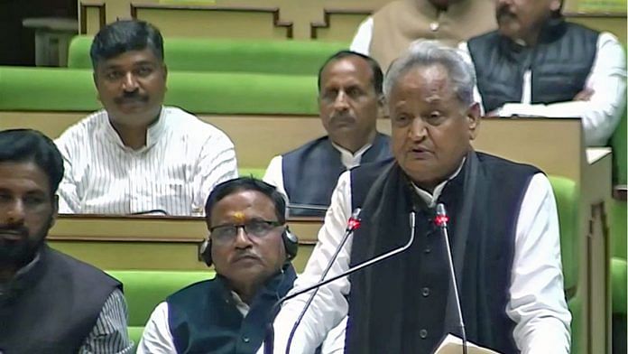 Rajasthan Chief Minister Ashok Gehlot presents state budget in Assembly, in Jaipur on Friday. | ANI