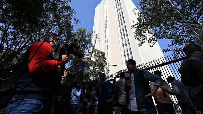 Media persons outside the BBC offices in Delhi | Representational image | Suraj Singh Bisht | ThePrint