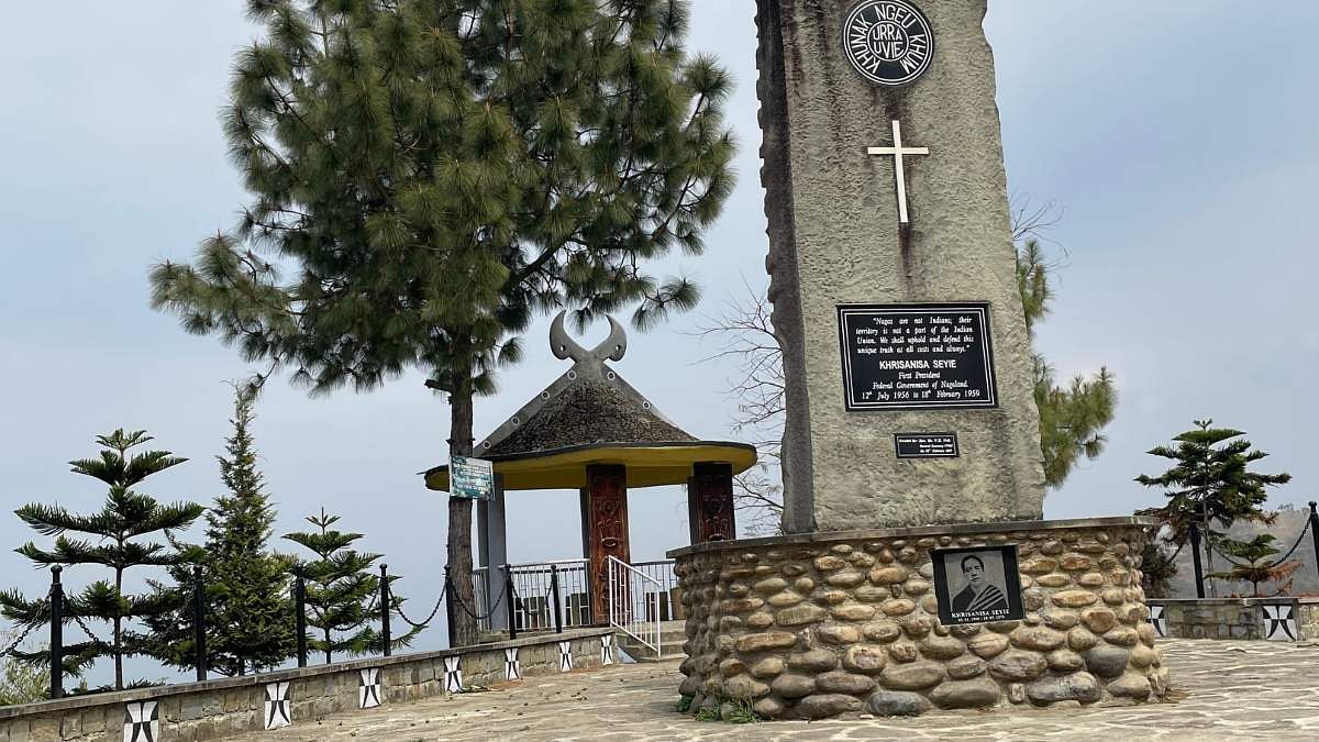 This memorial to Khrisanisa Seyie, first 'president' of the 'federal government' of Nagaland en route Khonoma reads, “Nagas are not Indians; their territory is not a part of the Indian Union. We shall uphold and defend this unique truth at all costs and always” | Abantika Ghosh | ThePrint