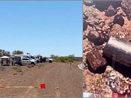 View of the area where the radioactive capsule was found (left). Image of the capsule lying on the ground (right) | Western Australian Department Of Fire And Emergency Services/Handout via Reuters