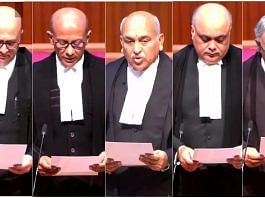 (L-R) Justices Manoj Misra, Sanjay Kumar, Pankaj Mithal, Ahsanuddin Amanullah and Sanjay Karol | Twitter @ANI