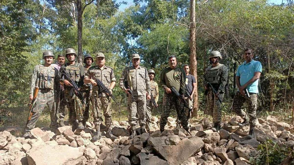 Representational image of security personnel in jungles near Rajnandgaon, where they destroyed a Naxal memorial in December 2021 | ANI