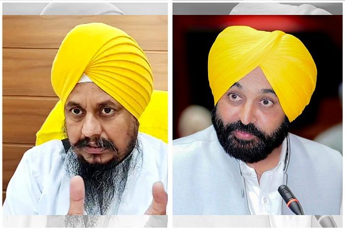 Akal Takht Jathedar Giani Harpreet Singh and Punjab CM Bhagwant Mann | Photos: ANI