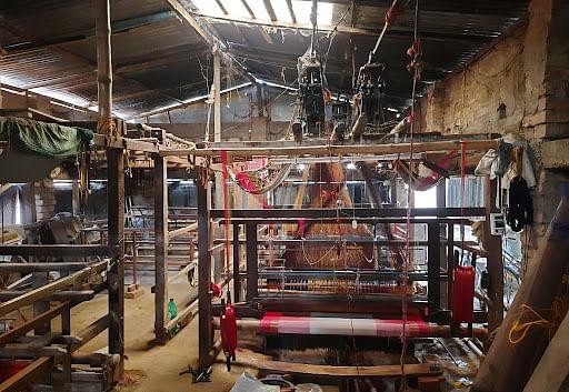 Handloom warehouses barely have one or two machines that are still in use; the rest have been abandoned