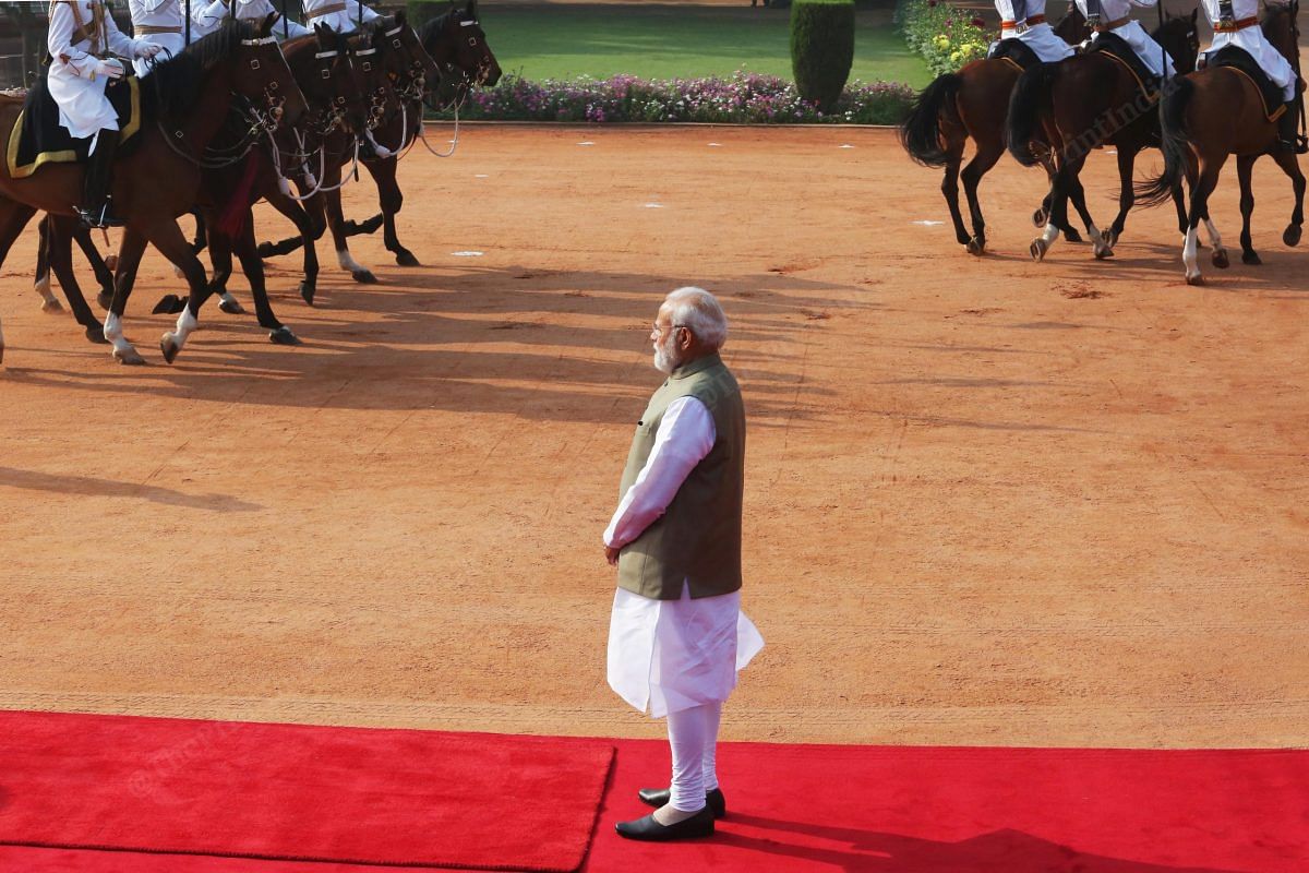 PM Modi waits for Australian PM at Rashtrapati Bhavan | Photo: Praveen Jain | ThePrint