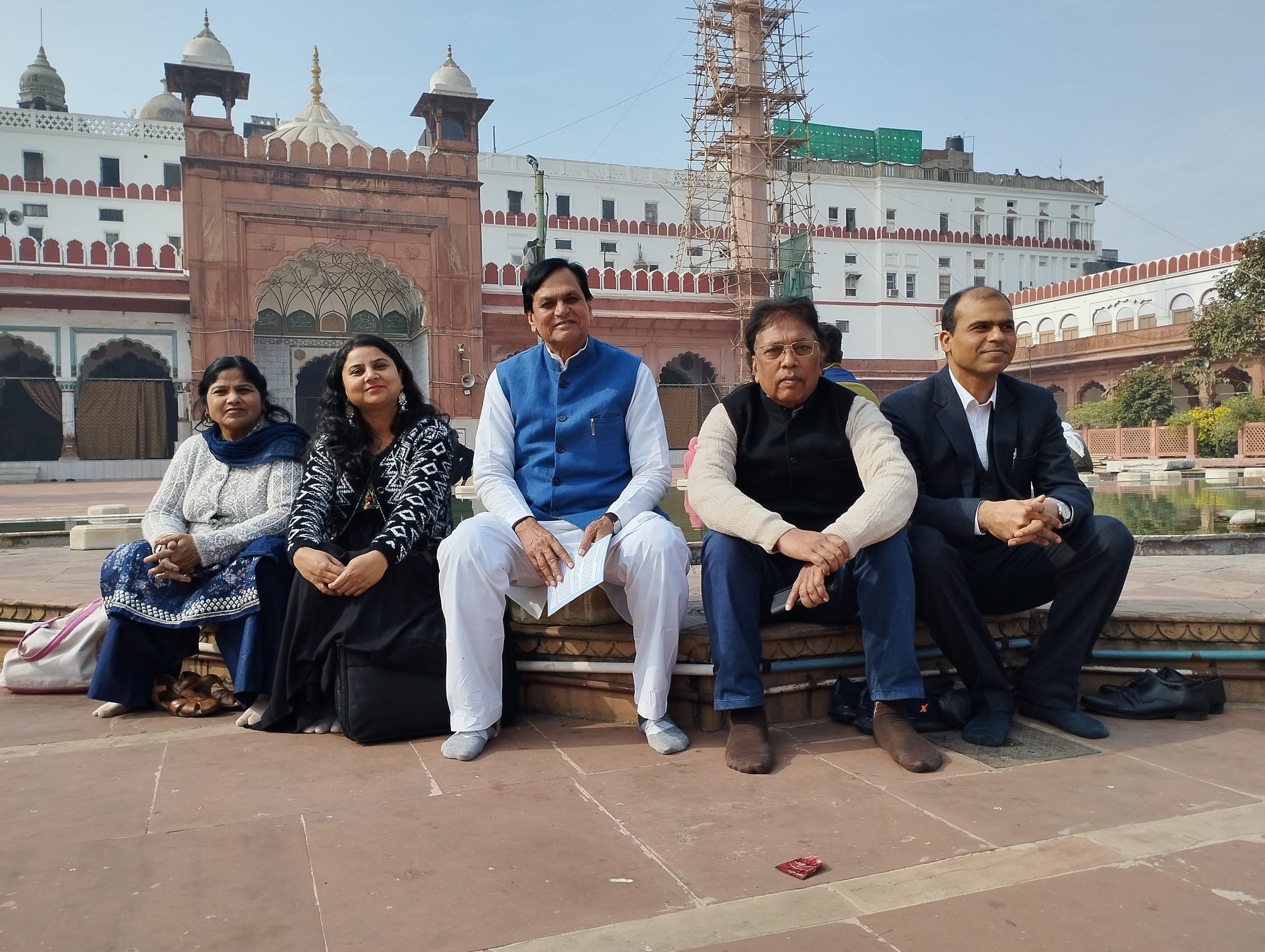 Former MP Ali Anwar with his family at Fatehpuri Masjid in Delhi | Photo: Heena Fatima | ThePrint