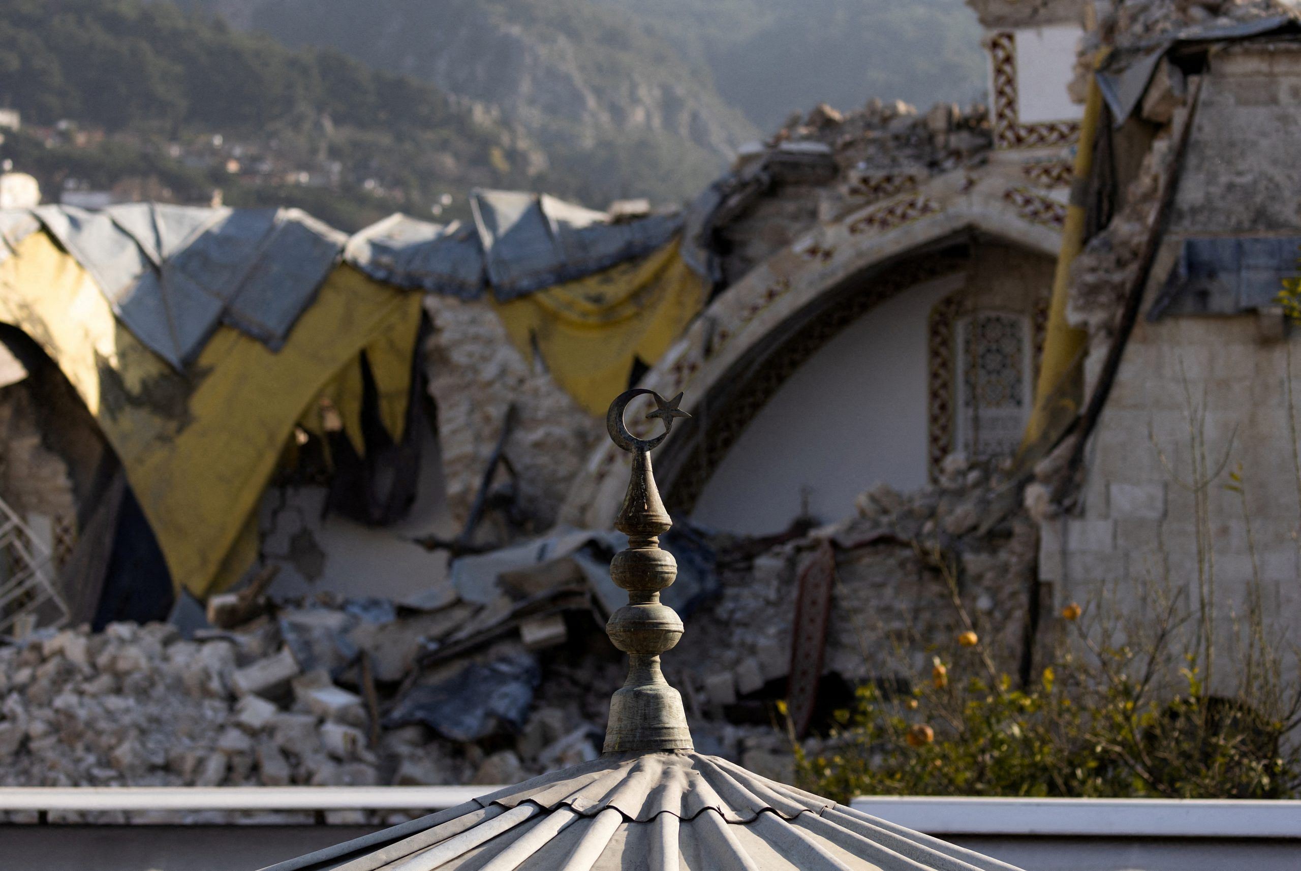 The destroyed Habib-i Najjar Mosque is pictured in the aftermath of a deadly earthquake in Antakya, Turkey on 6 February | Photo: Reuters 