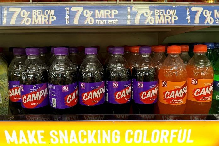 Bottles of Campa Cola are displayed at a Reliance Smart supermarket in Mumbai | Reuters