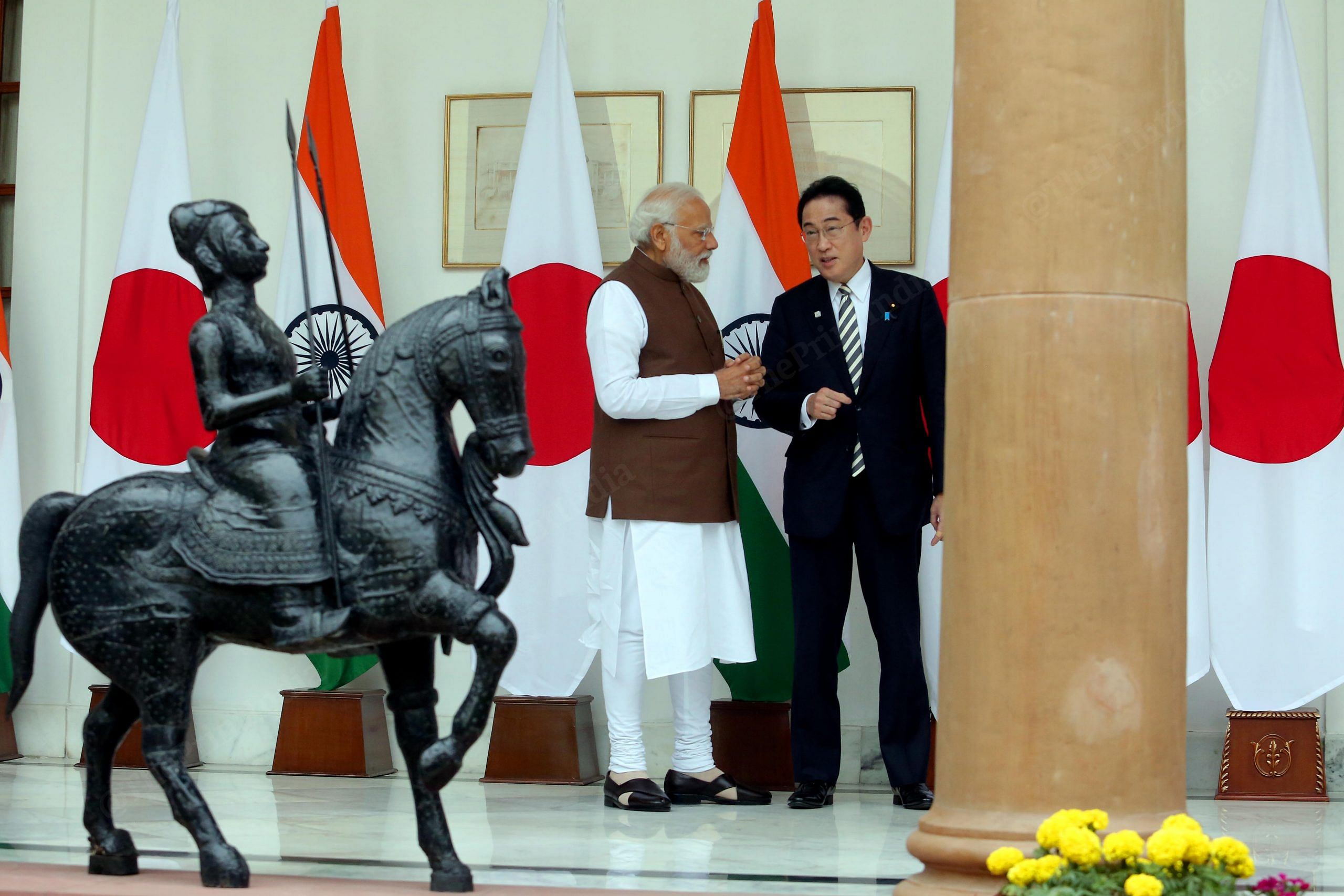 Kishida in conversation with PM Modi at Hyderabad House | Photo: Praveen Jain | ThePrint