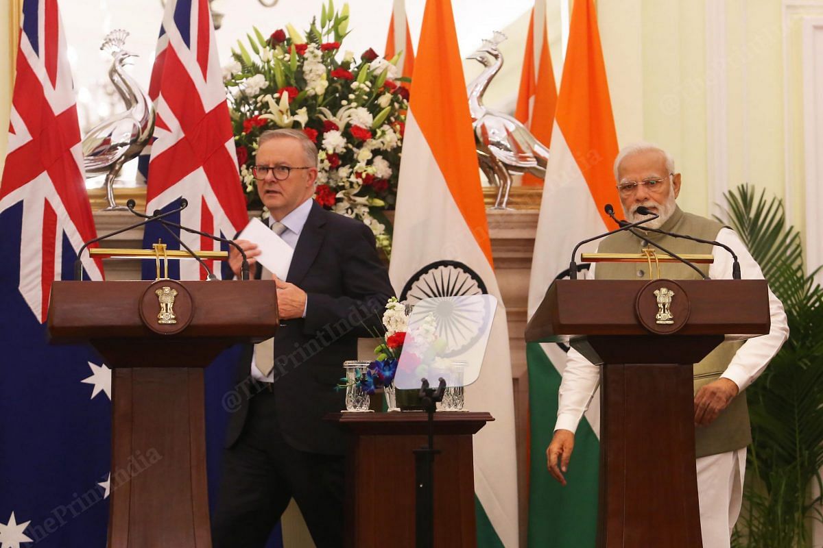 PM Anthony Albanese and Modi at the signing agreement event | Photo: Praveen Jain | ThePrint