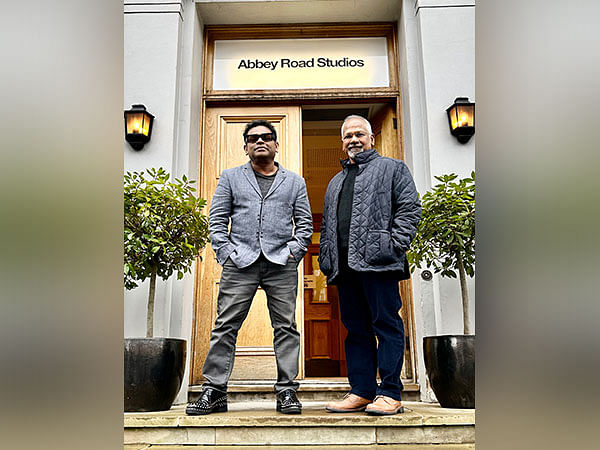 A R Rahman and Mani Ratnam pose together in London for 'PS 2'