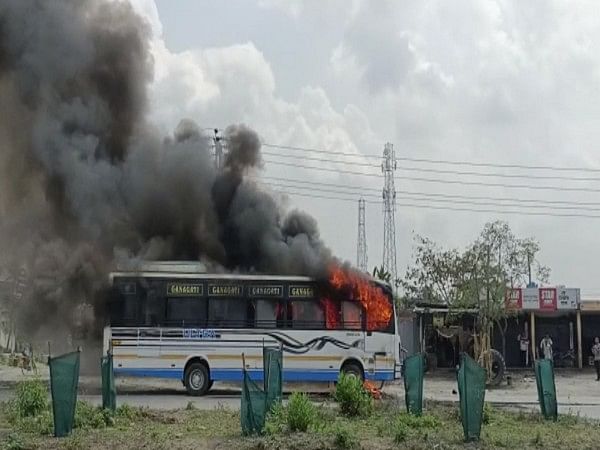 Bus catches fire in Assam's Nalbari district, no casualties