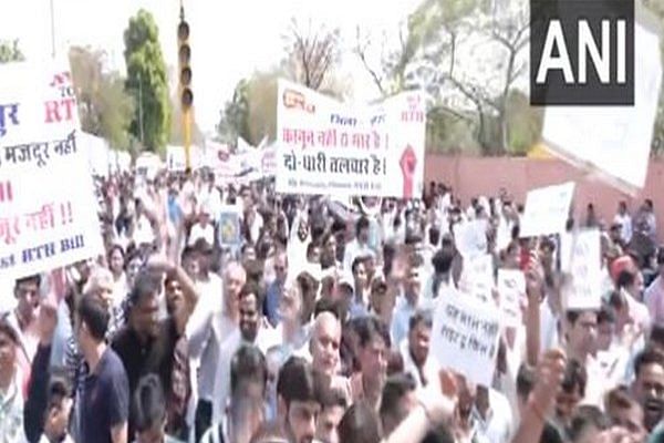 Doctors in Jaipur hold protest against the Right to Health bill passed in the Rajasthan Assembly on 21 March | File Photo: ANI
