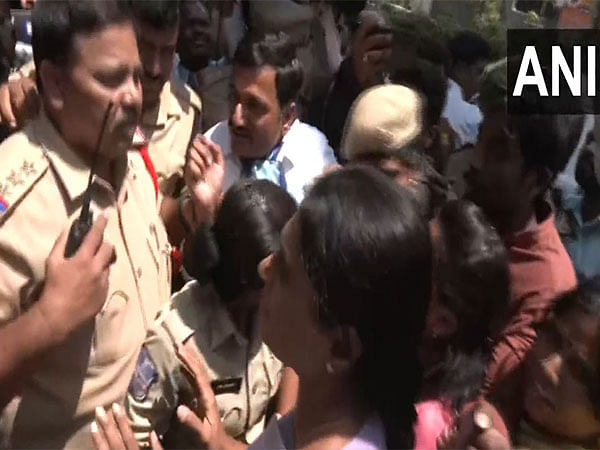 YS Sharmila detained before reaching Hyderabad's TSPSC office to protest against paper leak