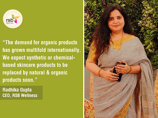 Radhika Gupta CEO of Mumbai-based RSB Wellness announces organic skin and hair care