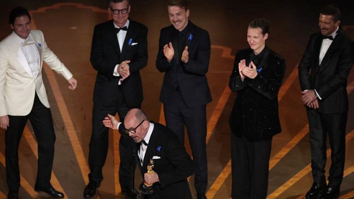 Director Edward Berger accepts the Oscar for Best International Feature Film for 