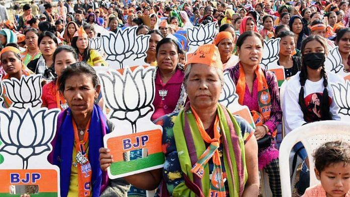 File photo of BJP supporters at a rally in Meghalaya| ANI