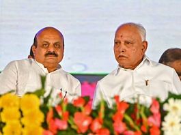 File photo of Karnataka Chief Minister Basavaraj Bommai and senior BJP leader B.S. Yediyurappa | ANI