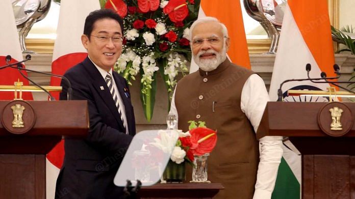 Prime Minister Narendra Modi with Japanese Prime Minister Fumio Kishida at Hyderabad House in New Delhi | Photo: Praveen Jain | ThePrint