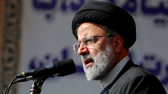 FILE PHOTO: Iranian President Ebrahim Raisi speaks during the 44th anniversary of the Islamic Revolution in Tehran, Iran, February 11, 2023. President Website/WANA (West Asia News Agency)/Handout via REUTERS