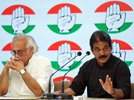 Congress leaders Jairam Ramesh (L) and KC Venugopal (R) addressing press in Delhi Tuesday | ANI