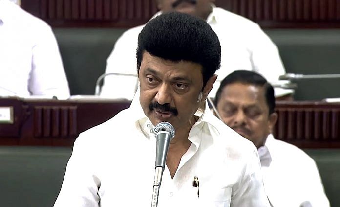 File photo of CM M.K. Stalin speaking in the state assembly | ANI