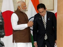 Japanese Prime Minister Fumio Kishida listens to his Indian counterpart Narendra Modi at Delhi's Hyderabad House, where the two met for a bilateral meeting Monday | Photo: Praveen Jain | ThePrint