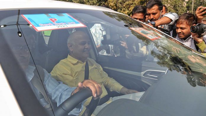 File photo of Manish Sisodia outside CBI headquarters on 26 February 2023 | Photo: Suraj Singh Bisht | ThePrint