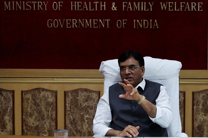FILE PHOTO: India's Chemicals and Fertilizers Minister Mansukh Mandaviya, who is also Union Minister of Health and Family Welfare, gestures during his interview with Reuters at his office in New Delhi, India, July 15, 2022. REUTERS/Anushree Fadnavis