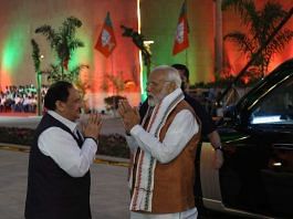 PM Narendra Modi with BJP president J.P. Nadda at the new BJP office in Delhi that was inaugurated Tuesday | Suraj Singh Bisht | ThePrint
