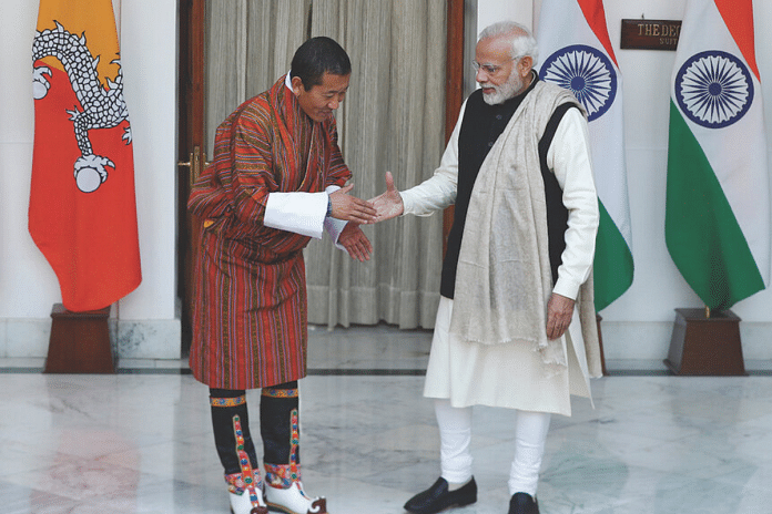 Bhutanese Prime Minister Lotay Tshering and Indian Prime Minister Narendra Modi | Adnan Abidi/Reuters