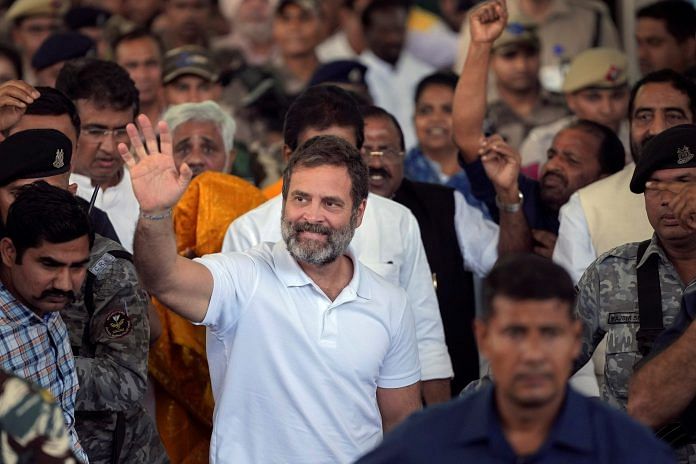 Congress leader Rahul Gandhi arrives at IGI Airport in New Delhi on 23 March 2023 | Photo: PTI