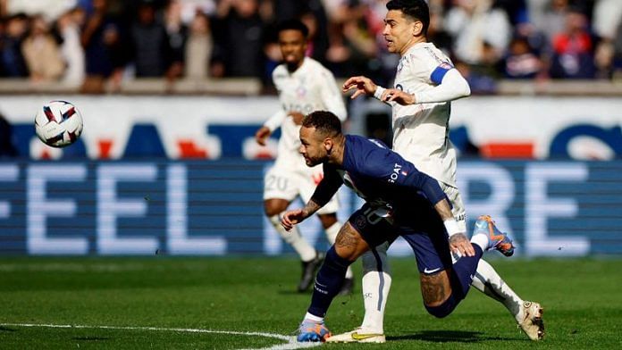 Ligue 1 - Paris St Germain v Lille - Parc des Princes, Paris, France - 19 February, 2023 Paris St Germain's Neymar sustains an injury before being stretchered off | Reuters