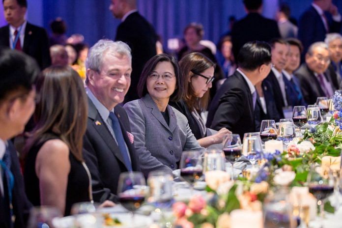 Taiwan's President Tsai Ing-wen and New Jersey Governor Phil Murphy attend an event with members of the Taiwanese community, in New York, US, in this handout picture released March 30, 2023 | Taiwan Presidential Office/Handout via REUTERS