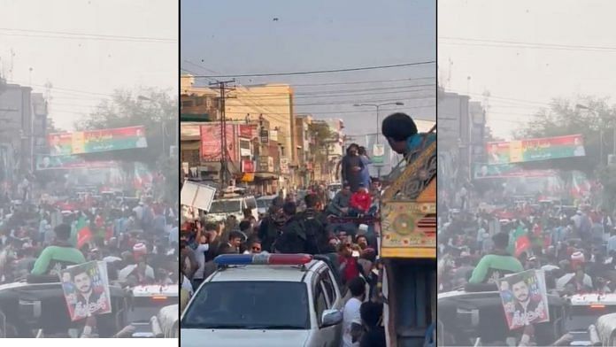 Former Pakistan PM Imran Khan supporters protest in Lahore | Twitter/@ImranKhanPTI
