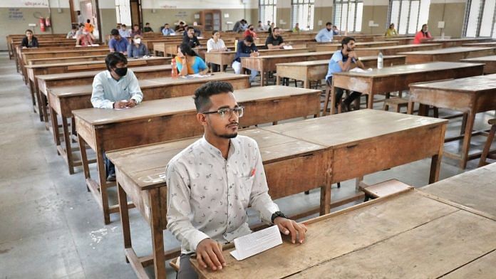 Candidates at an exam centre in Gujarat | Special arrangement
