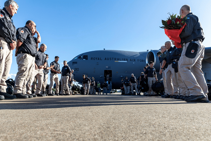 File photo of a C-17 Globemaster III plane of Royal Australian Air Force at an air base | Twitter | @DefenceAust