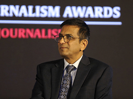 Chief Justice of India (CJI) D.Y. Chandrachud delivers his address during 16th Ramnath Goenka awards ceremony in New Delhi on Wednesday | Photo: Suraj Singh Bisht | ThePrint