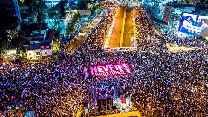 An aerial view of the protests against Netanyahu’s contentious judicial overhaul, in Tel Aviv, Israel | Reuters /Oren Alon