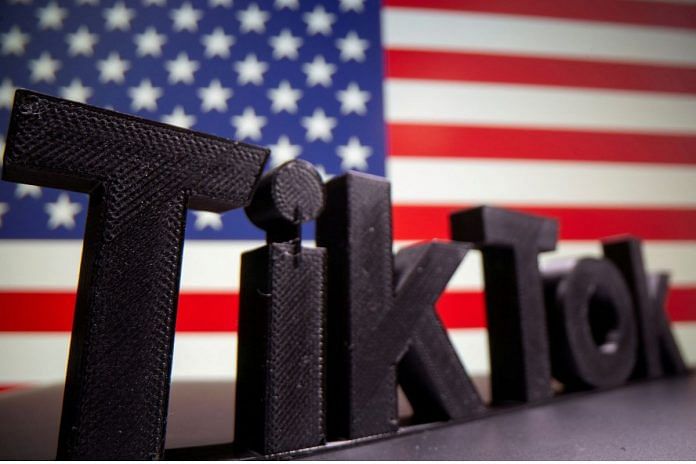 File photo of a 3D printed Tik Tok logo seen in front of US flag in this illustration taken on 6 October 2020 | Reuters