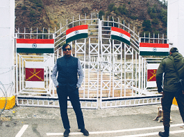 Kiran Patel during one of his 'official trips' in Kashmir | Twitter | @bansijpatel